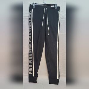 PINK Victoria's Secret Black Leggings with Pink Lettering Rhinestones